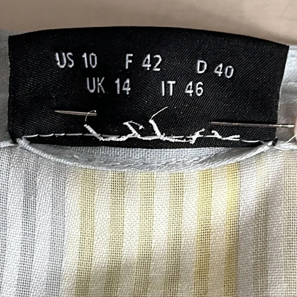 Akris Half Zip Multicolor Pastel Stripe Sheer Cotton Blouse - Size 10 (US) - Picture 7 of 9